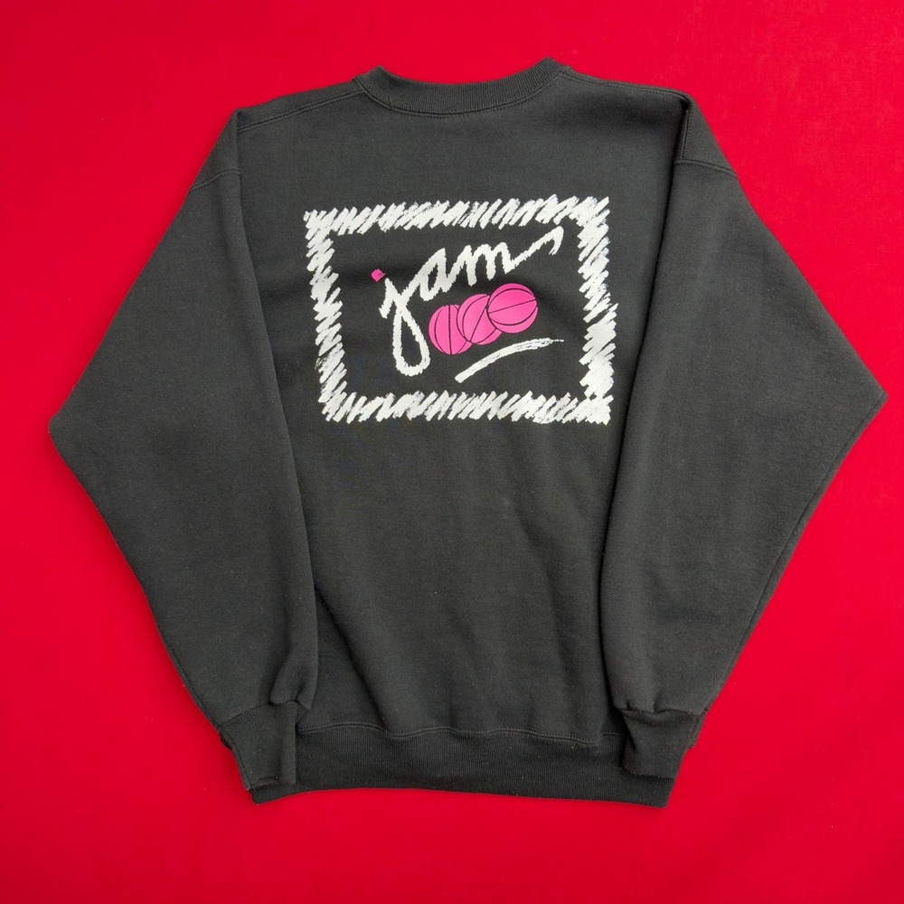 VTG Hanes Classics NBA Jam Basketball 90s Sweatshirt Mens Large Black Made USA